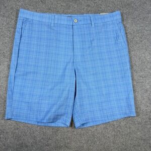 PGA TOUR Golf Shorts Mens 38 Blue Plaid Active Waistband Stretch Performance